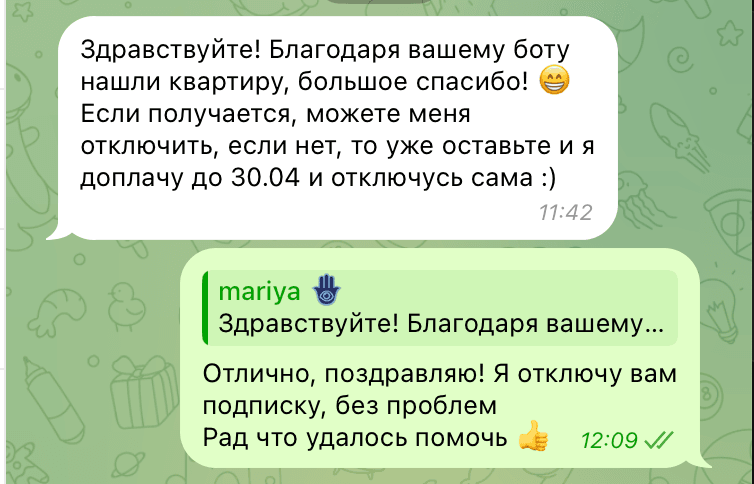 User feedback about finding an apartment through Mietly